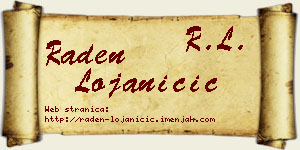 Raden Lojaničić vizit kartica